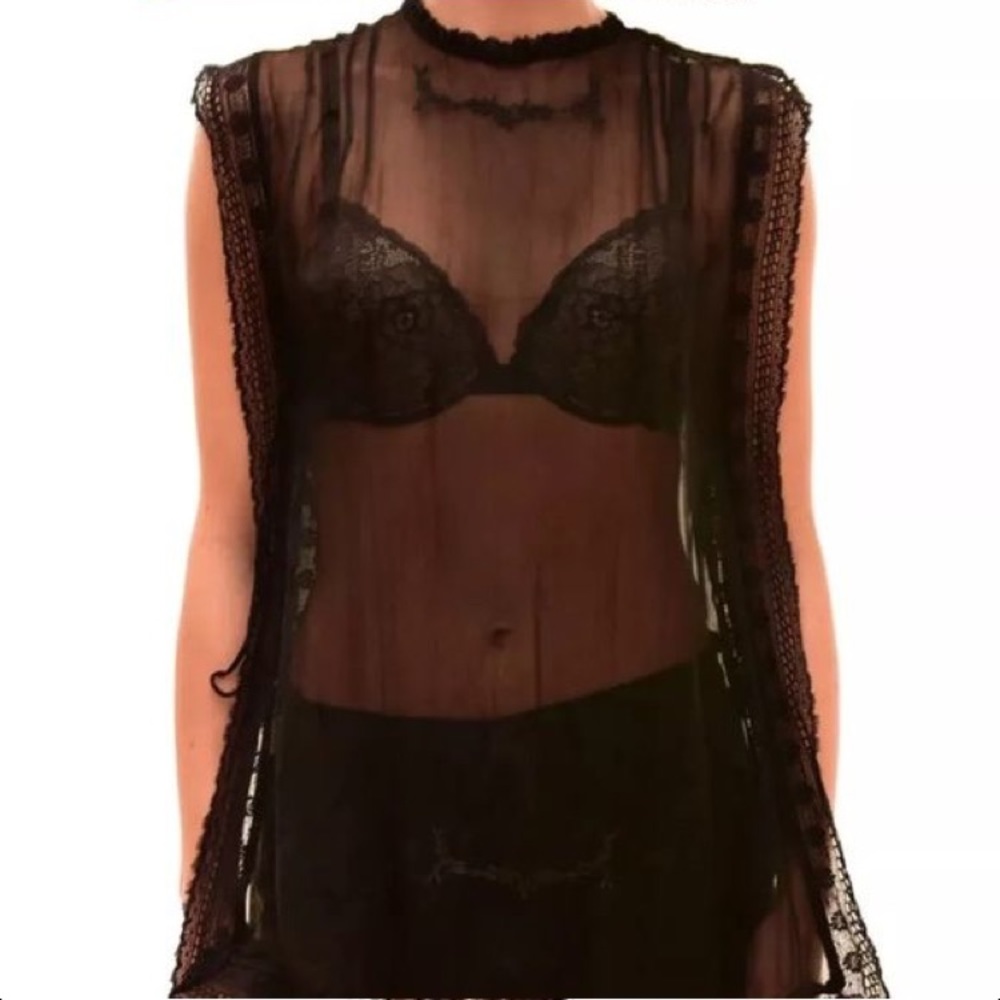Free people black side tie sheer cover up